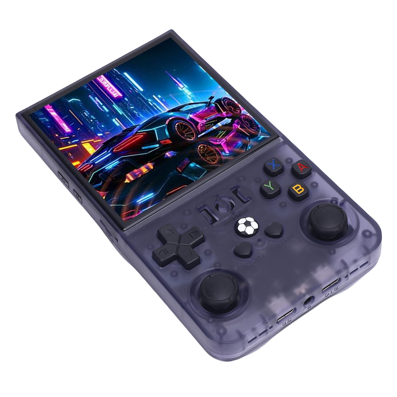 Generic Consola de Juegos Portátil de 4000 MAh, Consola de Videojuegos Retro Portátil con Joysticks Dobles, Gris Translúcida con Pantalla de 4 Pulgadas 720x720 (128G)