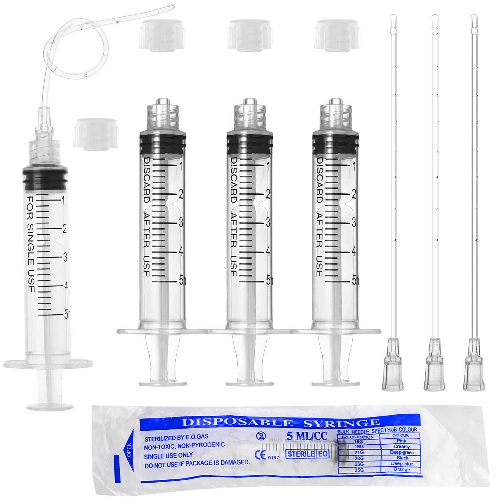 20ml Luer Lock Syringe with Cap and Soft Plastic Tube, Pack of 30 — Amazon image 19