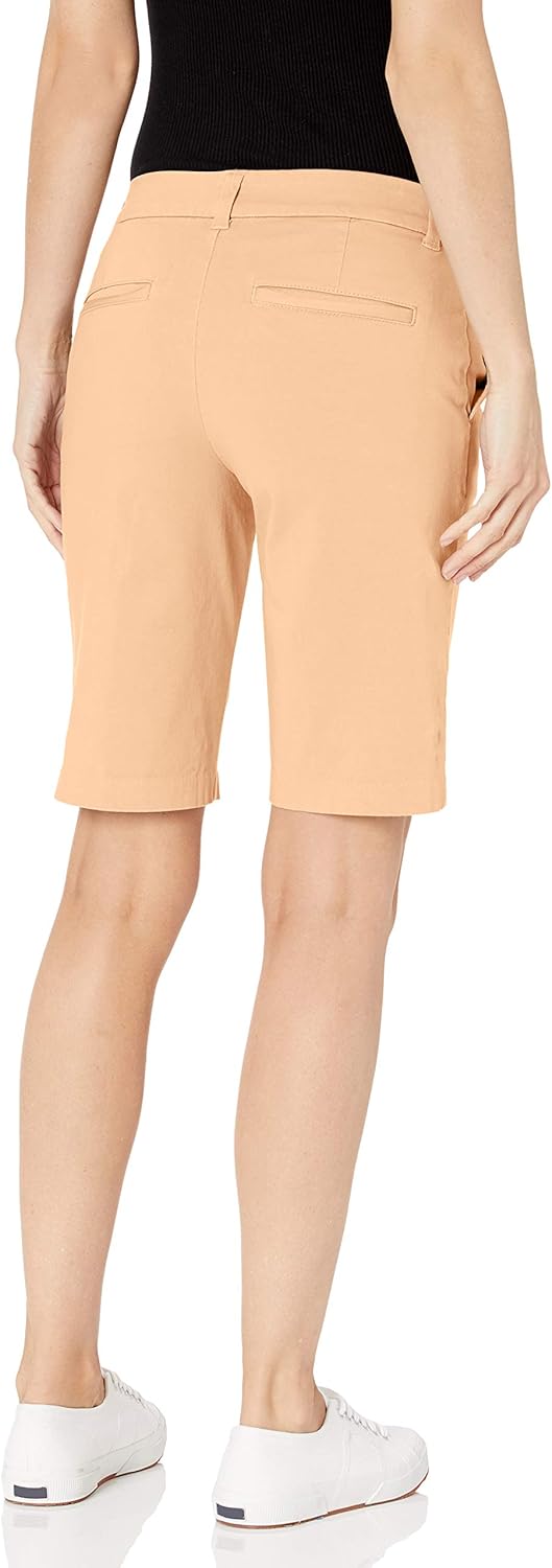Dickies Women's Plus Size Perfect Shape Twill Bermuda Shorts standard 0 Rinsed Peach Fuzz