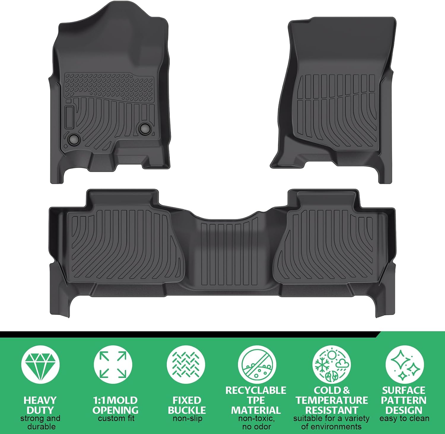 Floor Mats for Chevy Tahoe(ONLY 8seats) & GMC Yukon Bench(NOT fit XL) 2007 2008 2009 2010 2011 2012 2013 2014, NOT for Hybrid, for Chevrolet Tahoe Floor Mats TPE Non-Slip Summer Winter Protection
