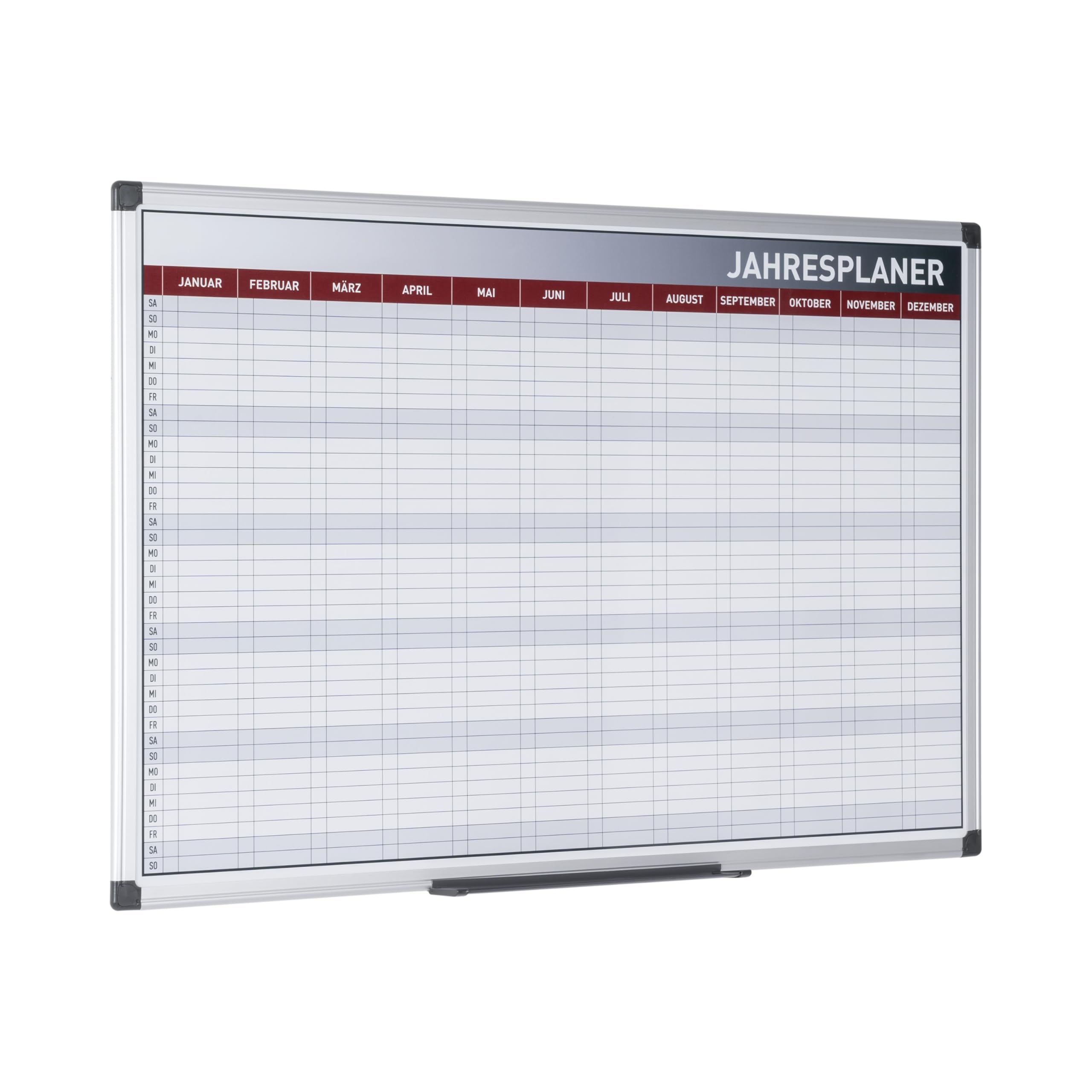 Bi-Office Maya Planning annuel magnétique 52 semaines, effaçable à sec, avec marqueurs et aimants, tableau de planification, tableau de planification, 90 x 60 cm