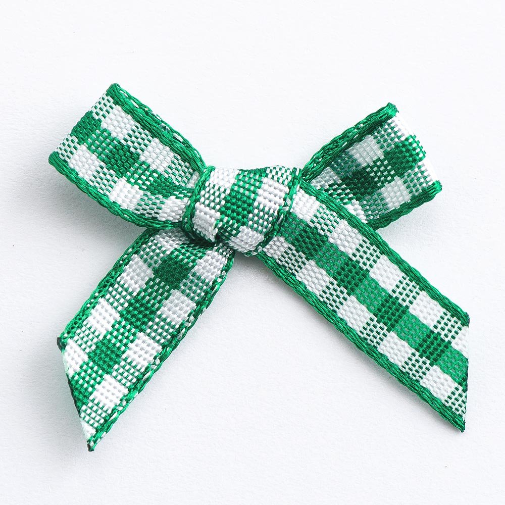 Italian Options Green Mini Gingham Ribbon Bows, Chequered Bows For Crafting, Gifts, Home Furnishings, Clothing, Sewing, Hair Bow, Wedding Stationery, Gingham Hair Accessories, 100 Pack, 3Cm