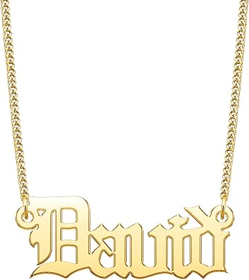 Old English Name Necklace Personlized Gold Plated Initial Pendant Jewelry for Christmas Gift Women Men