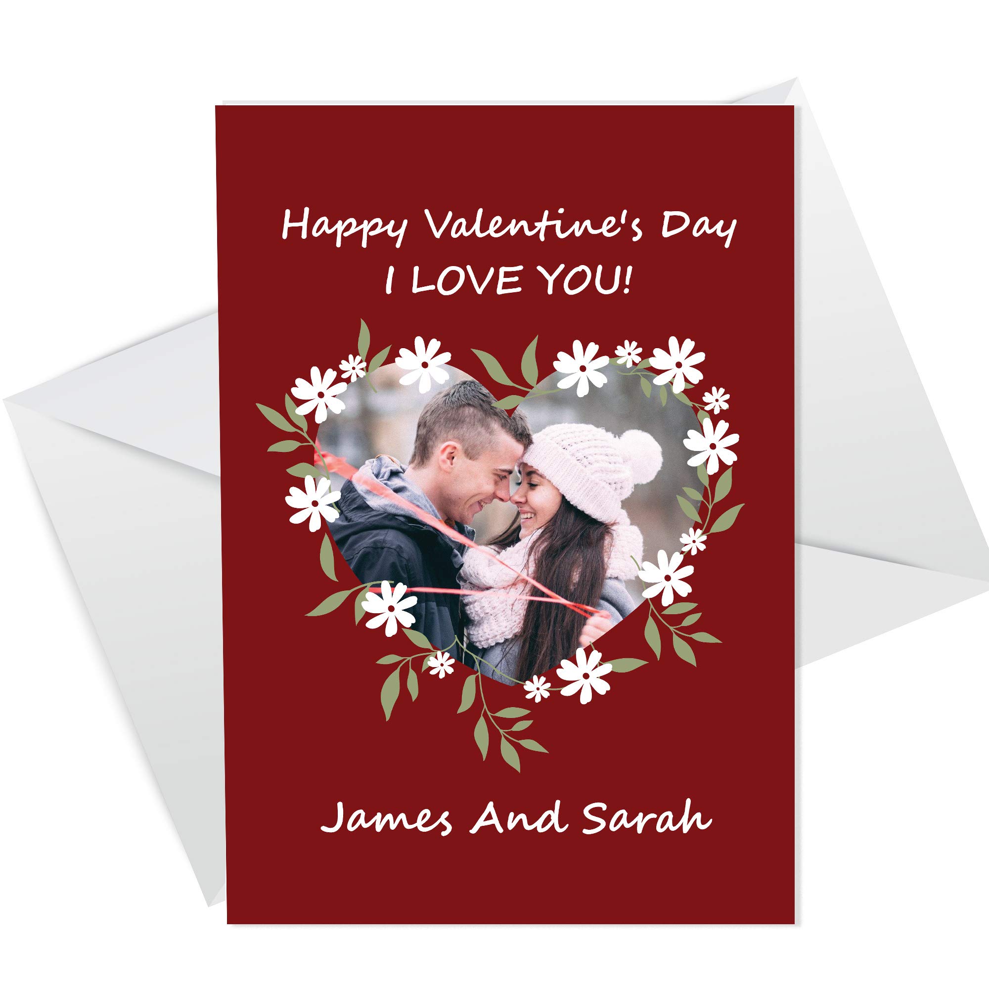 RED OCEAN Personalised Valentines Day Card CUSTOM PHOTO Card For Boyfriend Girlfriend Husband Wife
