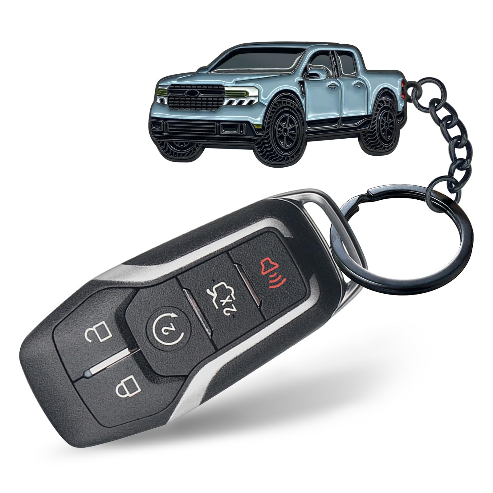 HAILIWEI Cool Metal Keychain, for Ford Maverick Accessories, for Maverick Owner Keys and Backpacks, Can be used as Decorative Pendants or Gifts (Ice Blue)