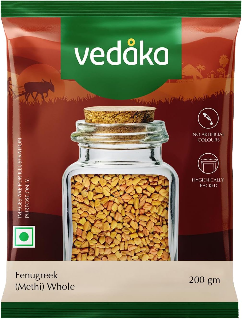 Amazon Brand - Vedaka Fenugreek (Methi) Whole | 200 g | No Artificial Colours & Preservatives
