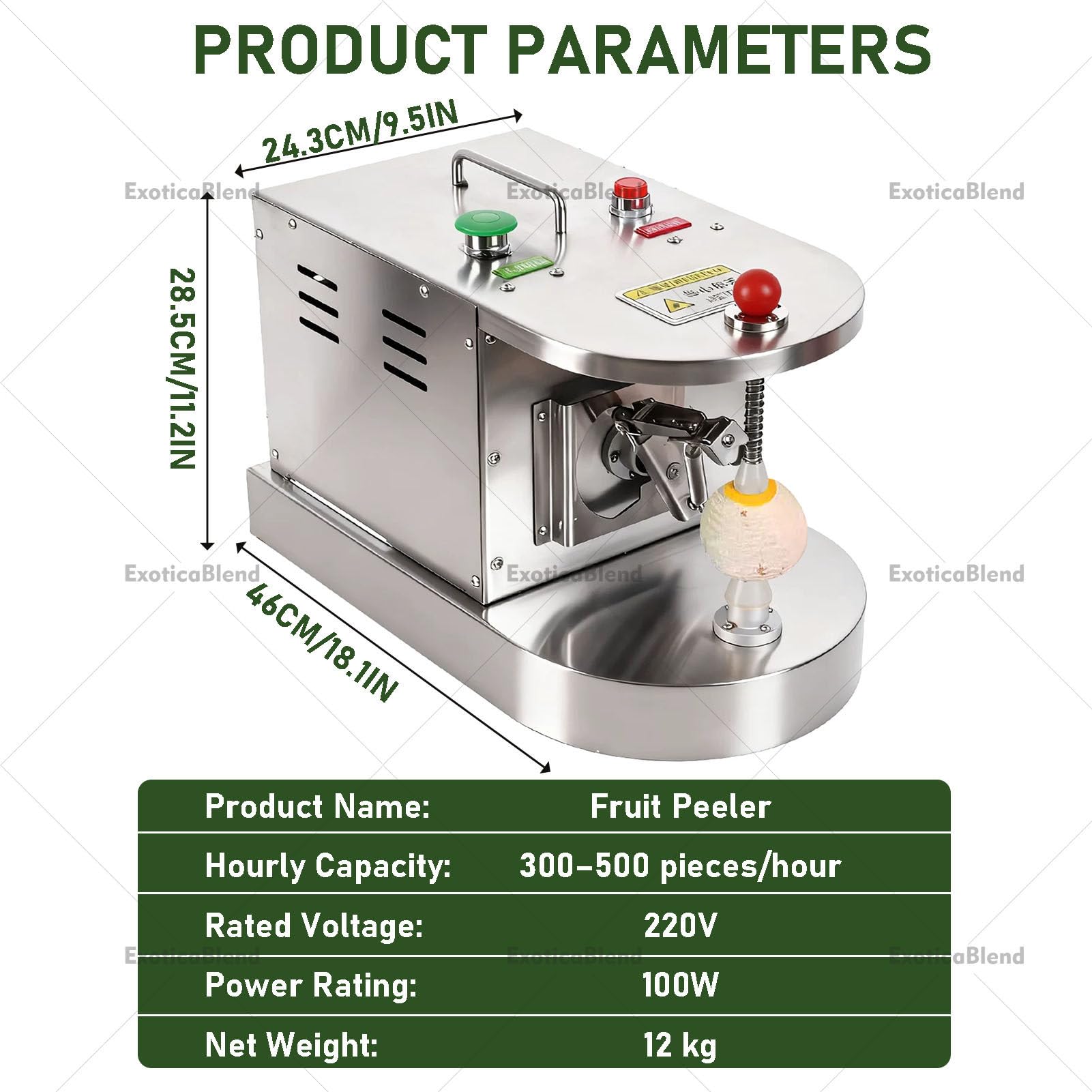 Sbucciatore automatico per frutta, pelapatate elettrico per limone, arancia e piccole verdure, dispositivo di sbucciatura efficiente per uso domestico e commerciale