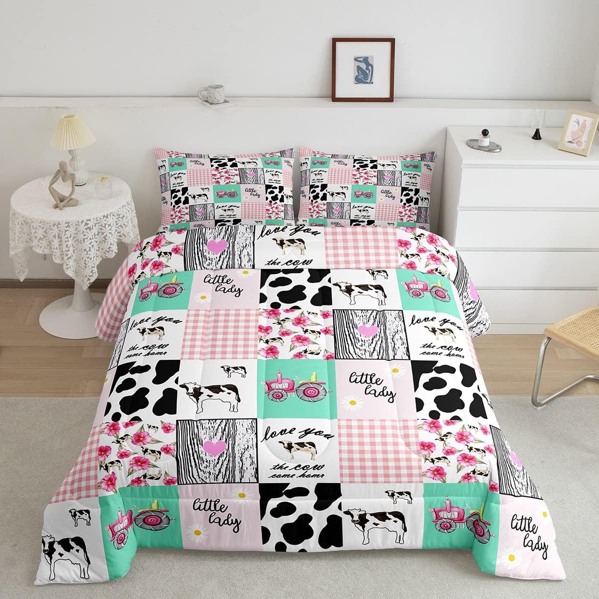 Milk Cow Bedding Set Cow Comforter Set 3D Cute Animals