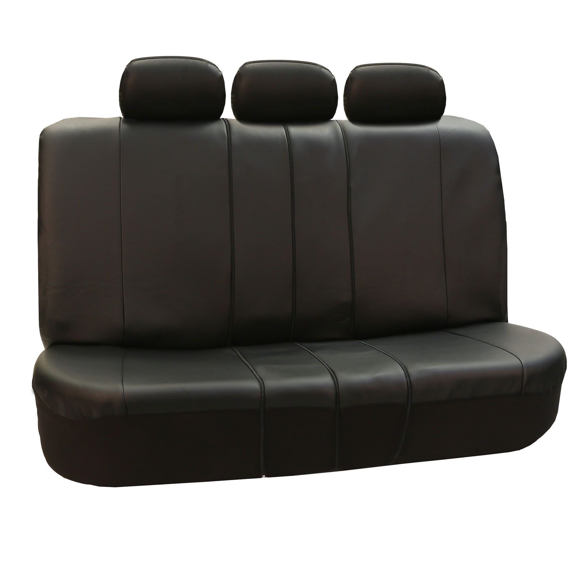 FH Group Car Seat Covers - PU Leather Universal Fit, Automotive Airbag Compatible, Split Bench Rear Seat Cover for SUVs, Black