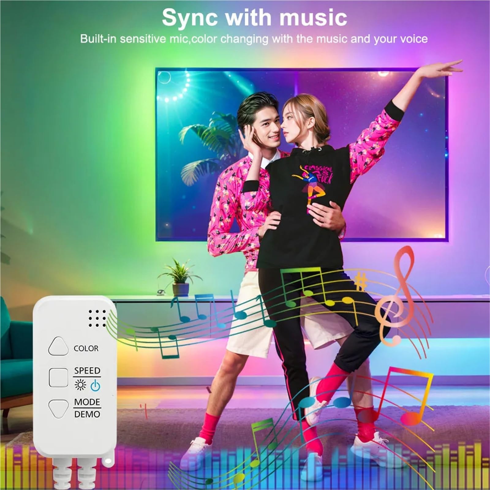 LED Light Strip Tuya WIFI APP Control Flexible Smart Addressable RGB Tape DC12V(EU Plug,5M Kit)