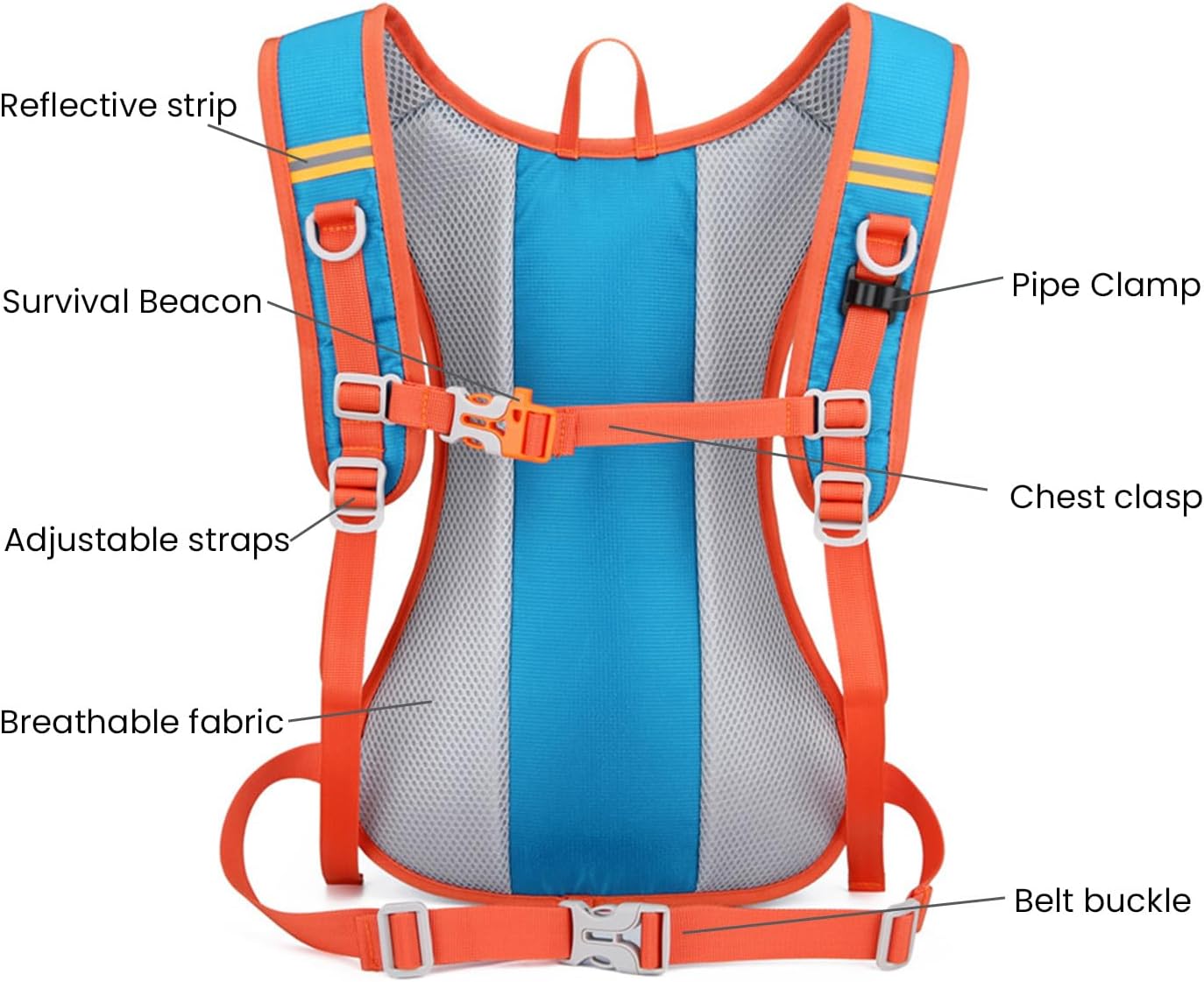 12L Hydration Backpack for Women and Men- Lightweight Hydration Pack with 2L Water Bladder, Water Pack for Hiking,Cycling,Rave and Running, Adjustable Chest Straps and Reflective - Image 7