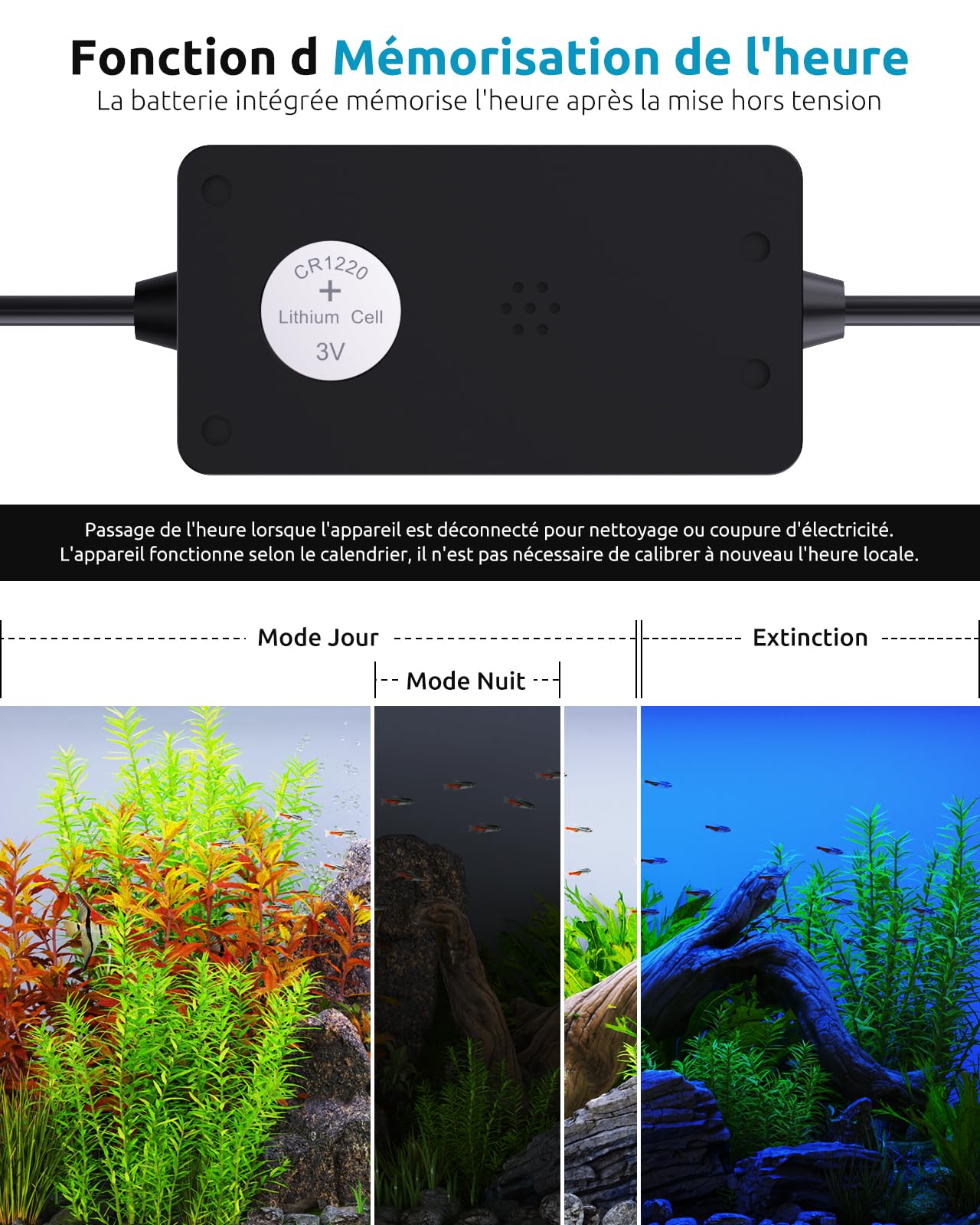 Seaoura Éclairage Aquarium, Aluminium Lampe LED d’Aquarium a Spectre Complet avec Minuterie, Mémoire de Mise Hors Tension, 8 Couleurs, 20 Luminosité pour Aquarium Planté d’eau Douce (30-45cm)
