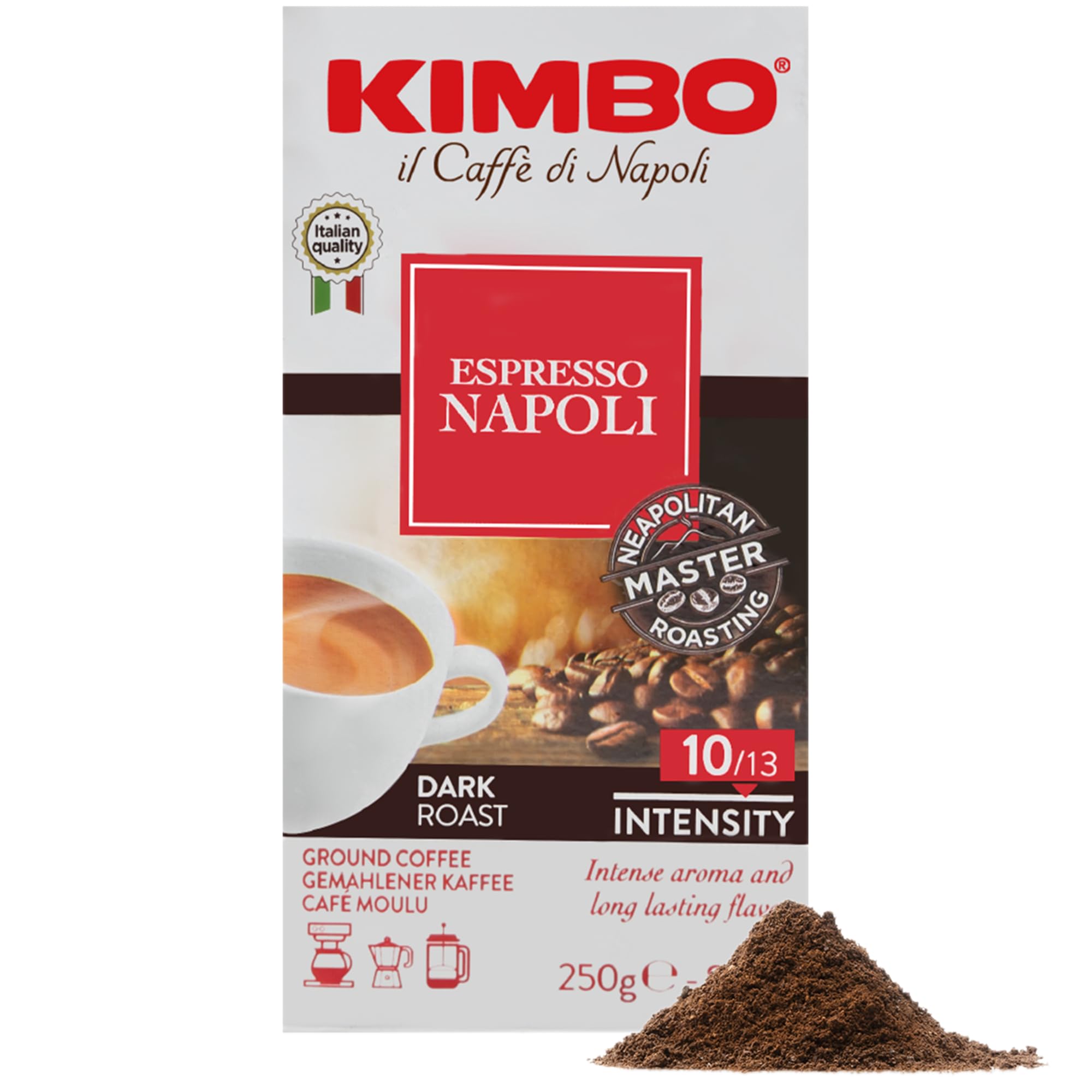 Kimbo Coffee Espresso Napoli Ground 250g | Italian 250 g (Pack of 1),