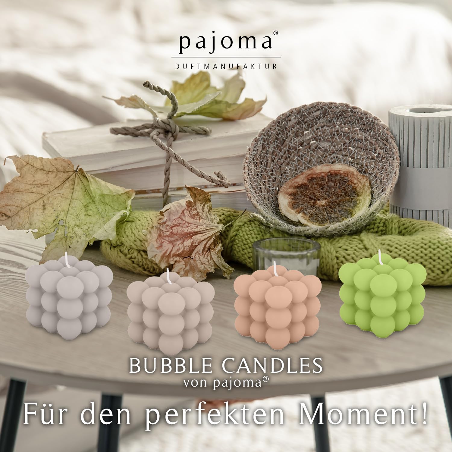 pajoma® Set di 12 candele a bolle, in 20% cera di soy + 80% paraffina, durata circa 25 ore, altezza 6 cm, diametro 6 cm, peso cera, 160 g, candela di cera di soia etica per decorazioni per la casa