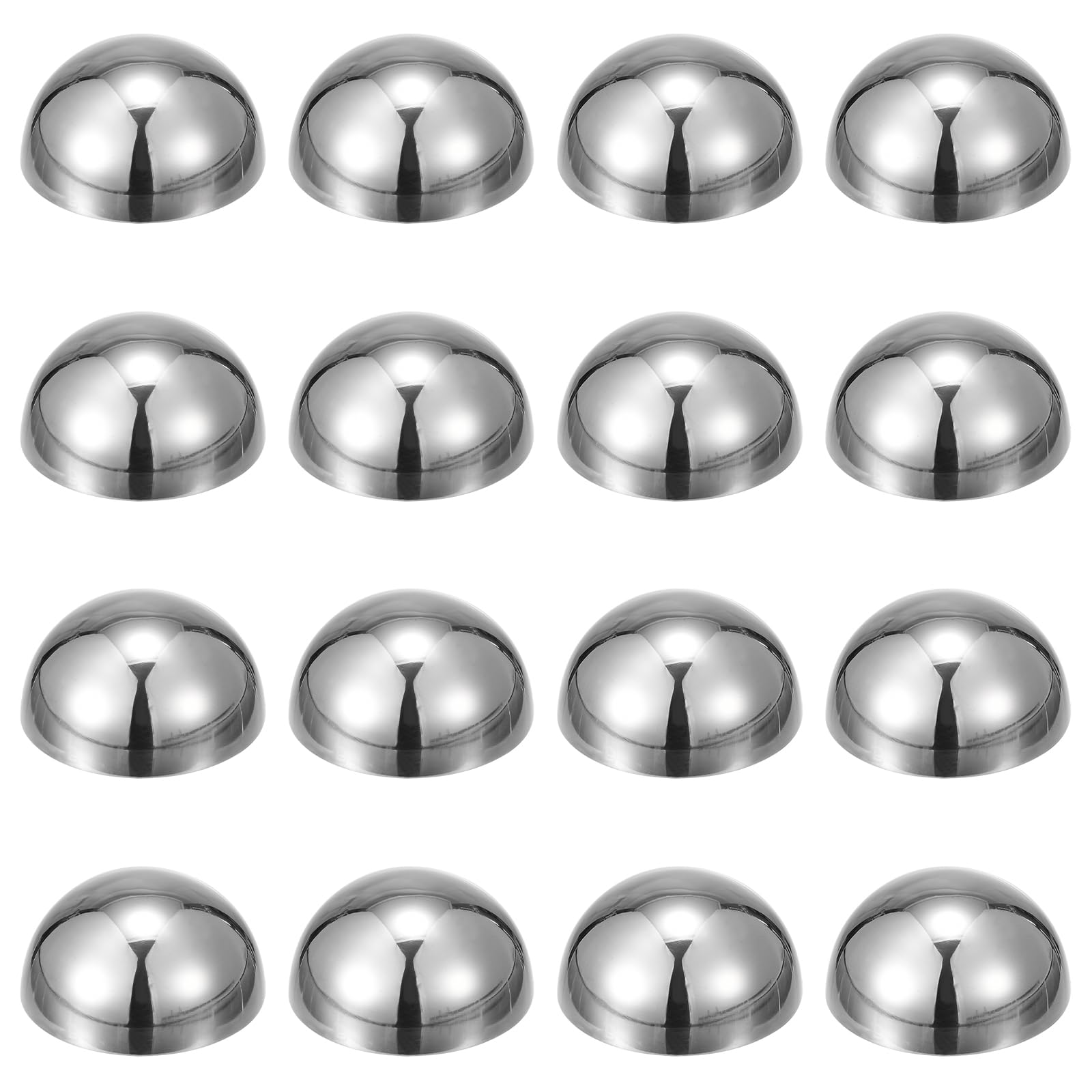 sourcing map 16pcs Stainless Steel Gazing Sphere,1" 25mm Semi Ball Silver
