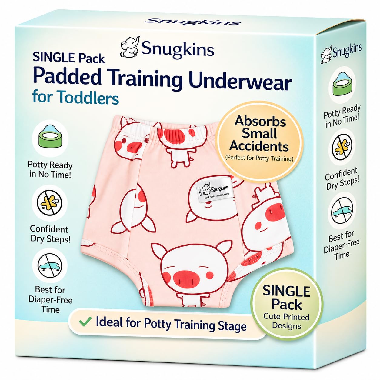 SNUGKINS Padded Underwear for Babies and Toddlers | 3 Layers of Cotton Padding Potty Training Pull-Up Pant & Diaper-Free Time | Ages 4-5 Years (Pack-1)-image-10