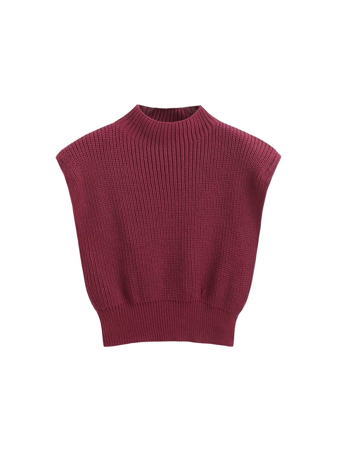 CIDER Womens Mock Neck Sleeveless Sweater Tops Cap Sleeve Sweater Vests Tank Tops