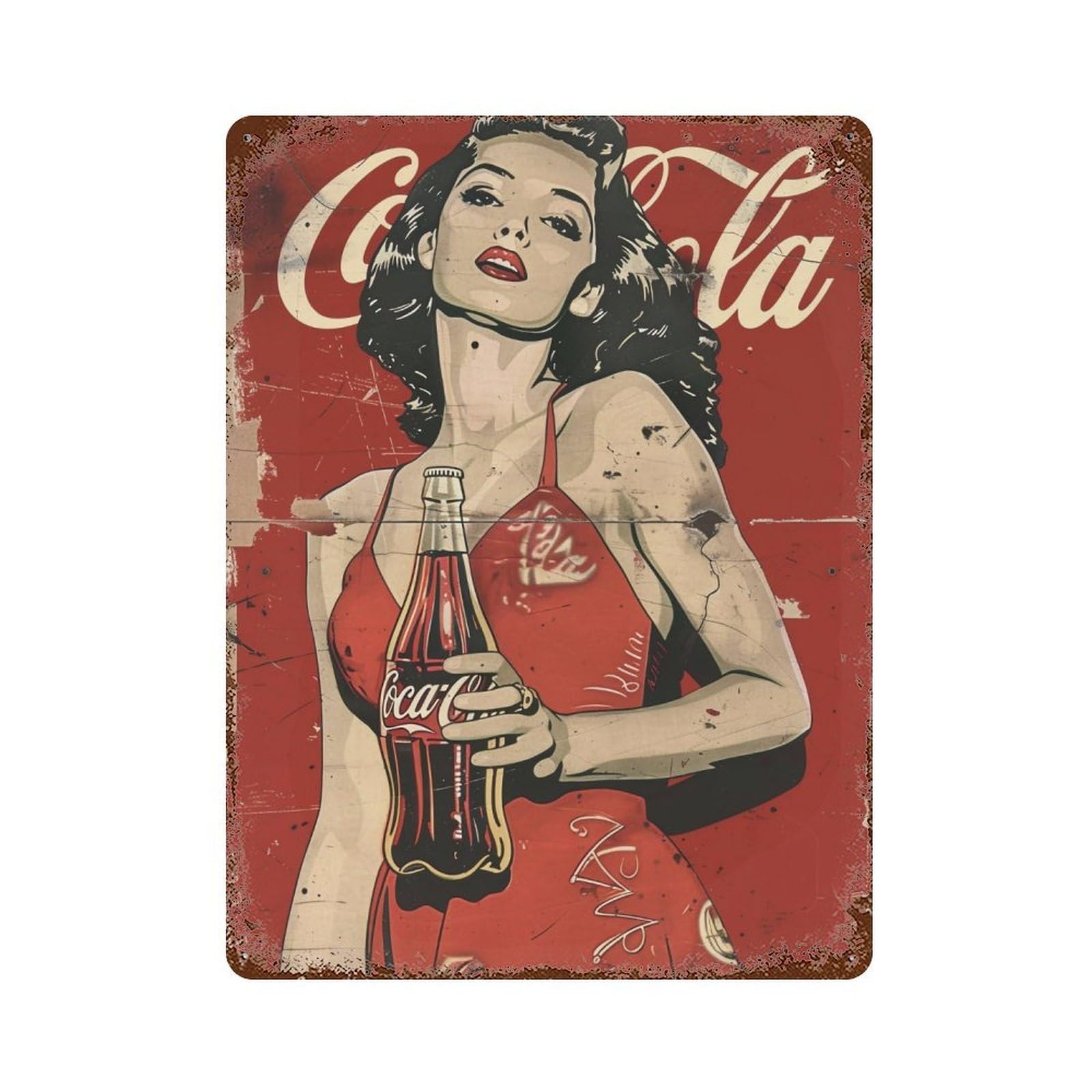 FHUYEURHRY Coca Cola Pin Up Girl 03 Wall Decor Retro Iron Vintage Art Metal Tin Sign Poster Modern Home Cofffee Club Art Bar Shop Decorations Style-40 40x30cm