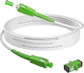 Cabo de Internet de fibra óptica SC/APC para SC/APC de 1,5 m, cabo blindado de modo único com acoplador, cabo jumper de fibra óptica para substituição de internet de fibra doméstica, compatível com