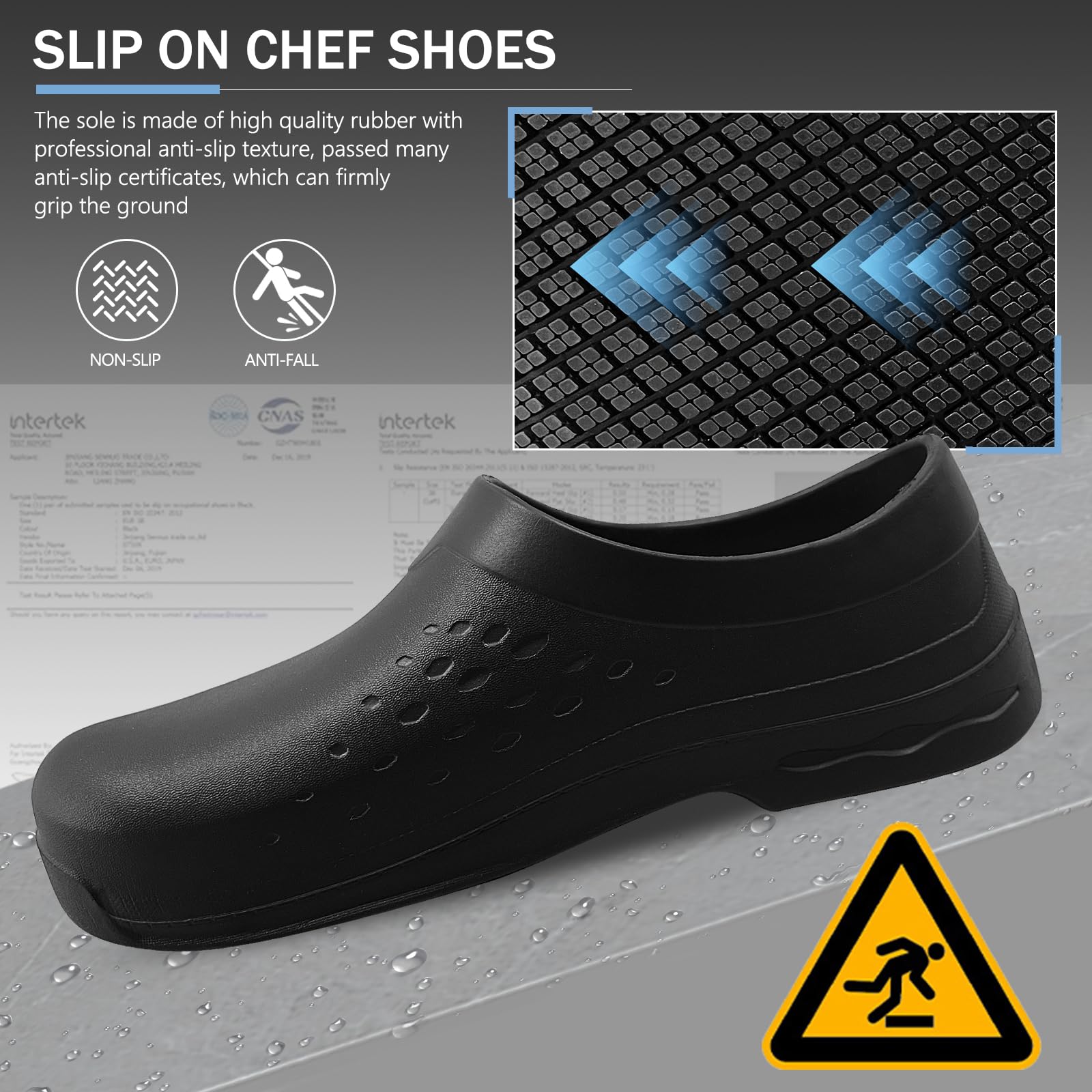 FFYLEN Mens Clogs Non Slip Chef Shoes for Women Men Food Service Comfortable Water Resistant Unisex Nursing Nurse Shoes for Work Kitchen Restaurant Black Women 11.5 / Men 10