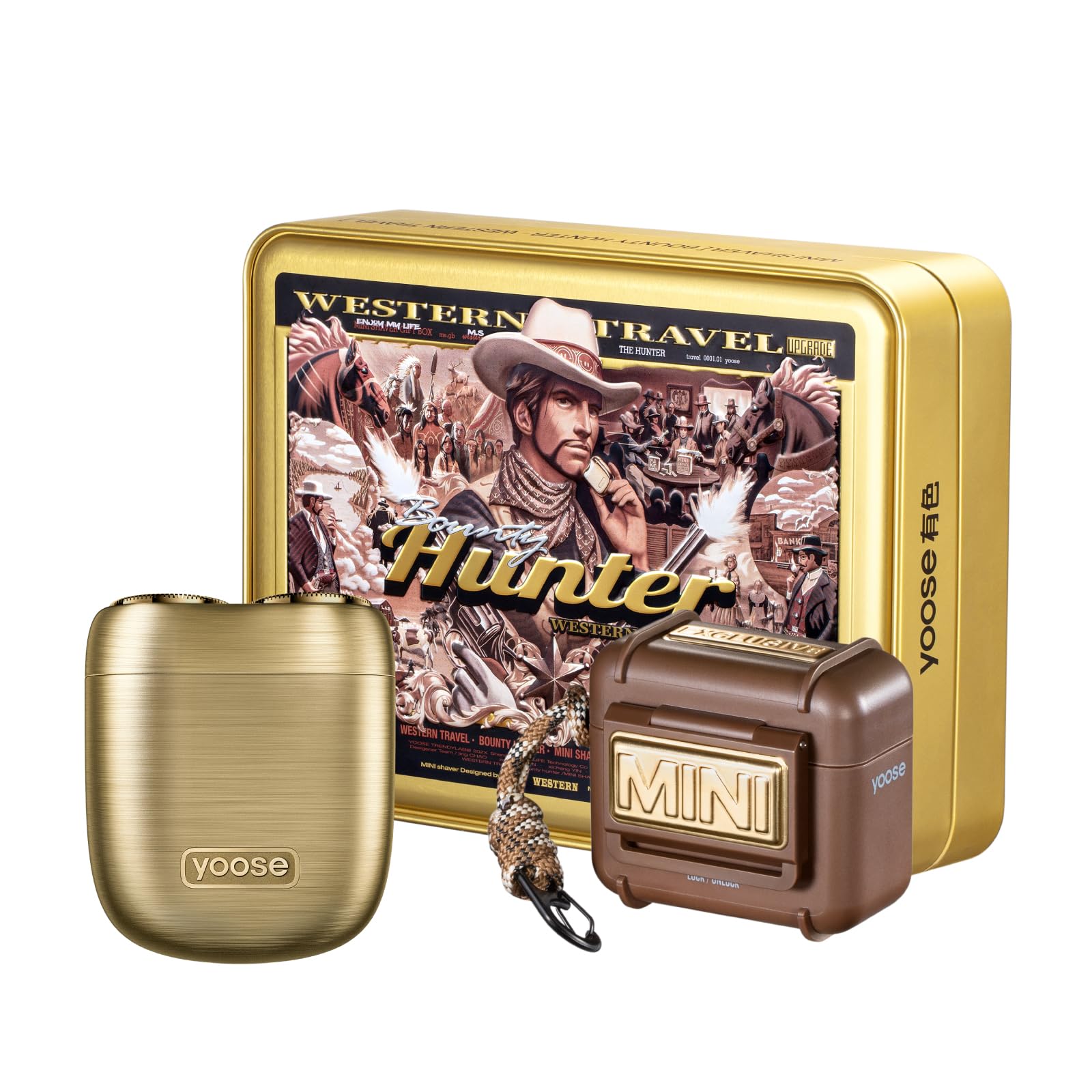 yoose MINI Rasierer Herren elektrisch, Elektrorasierer Herren mit IPX7 wasserdicht, wiederaufladbar & kabellos & 60 Min starke Laufzeit, mini Nassrasierer Herren als idale Geschenk für Männer, golden