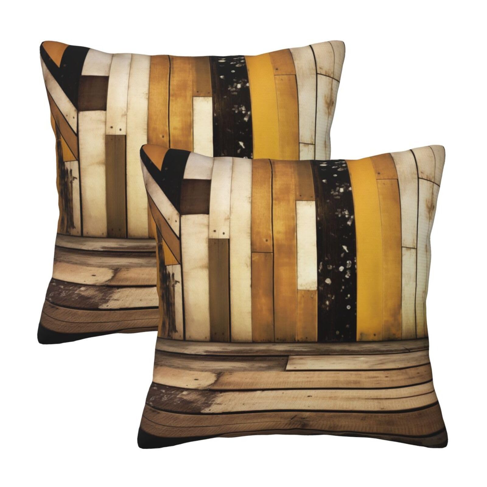 Rustic Wooden Throw Pillow Cases 2 Pack Square Pillowcases Soft Pillow Protectors for Couch Livingroom Sofa Bed Office Car,50x50 CM