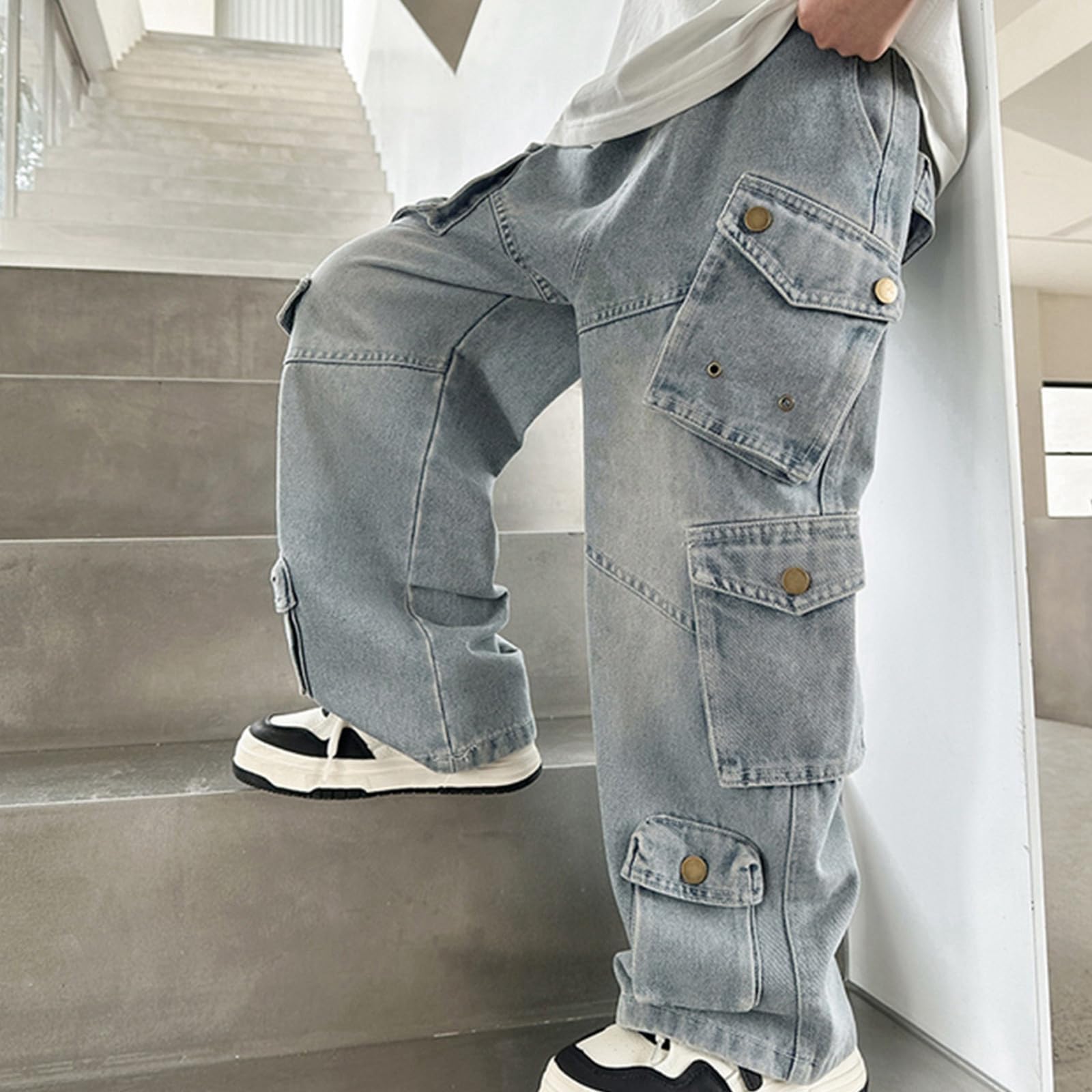 Pantaloni Ragazzo 8 Anni - Pantaloni Cargo da Jogging per Ragazzi con Cintura Pantaloni Casual in Twill Resistente per Bambini Parco Giochi Scuola Quotidiano Comodi Flessibili Facili da Muovere Gioco