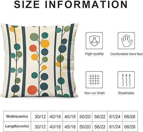 Miniatura 2 de Throw Pillow Covers 18 "x18 Mid-Century Design Stripe and Dots Square Couch Sofa Cushion Cover Mid Century Modern Lines 1950S Pillow Cushion Case
