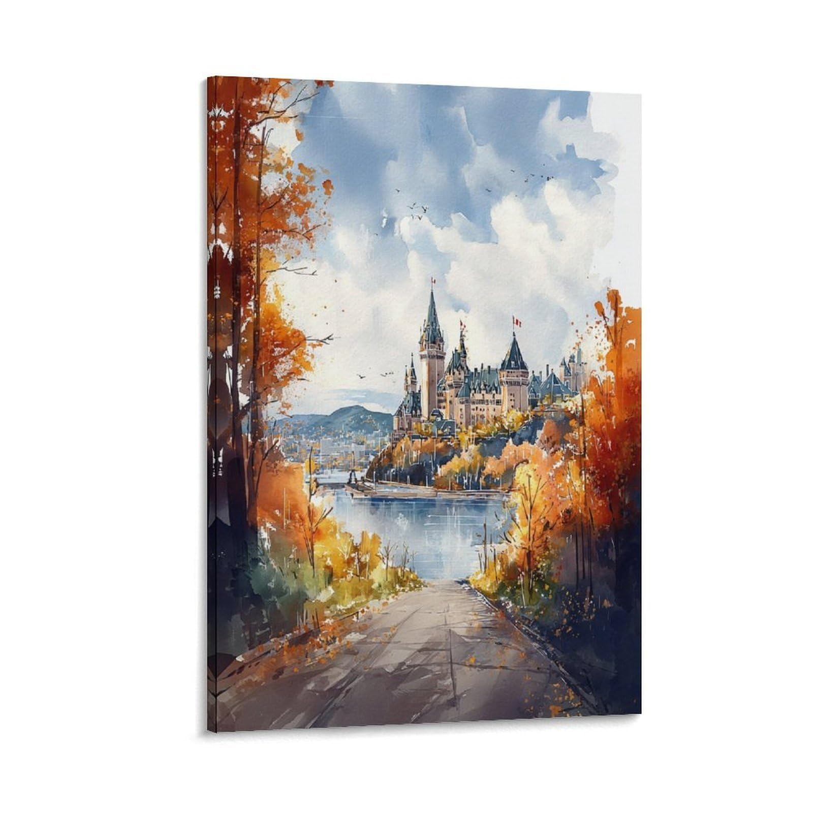 LCYNNH Ottawa Watercolor Painting 24x36inch(60x90cm) Vintage Travel Poster Watercolor Canvas Art