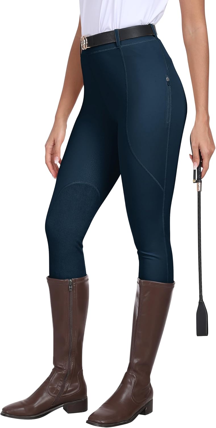 MoFiz Women's Horse Riding Pants Full Seat Silicon Knee-Patch Equestrian Breeches Horseback Schooling Tights Zipper Pockets - Image 2