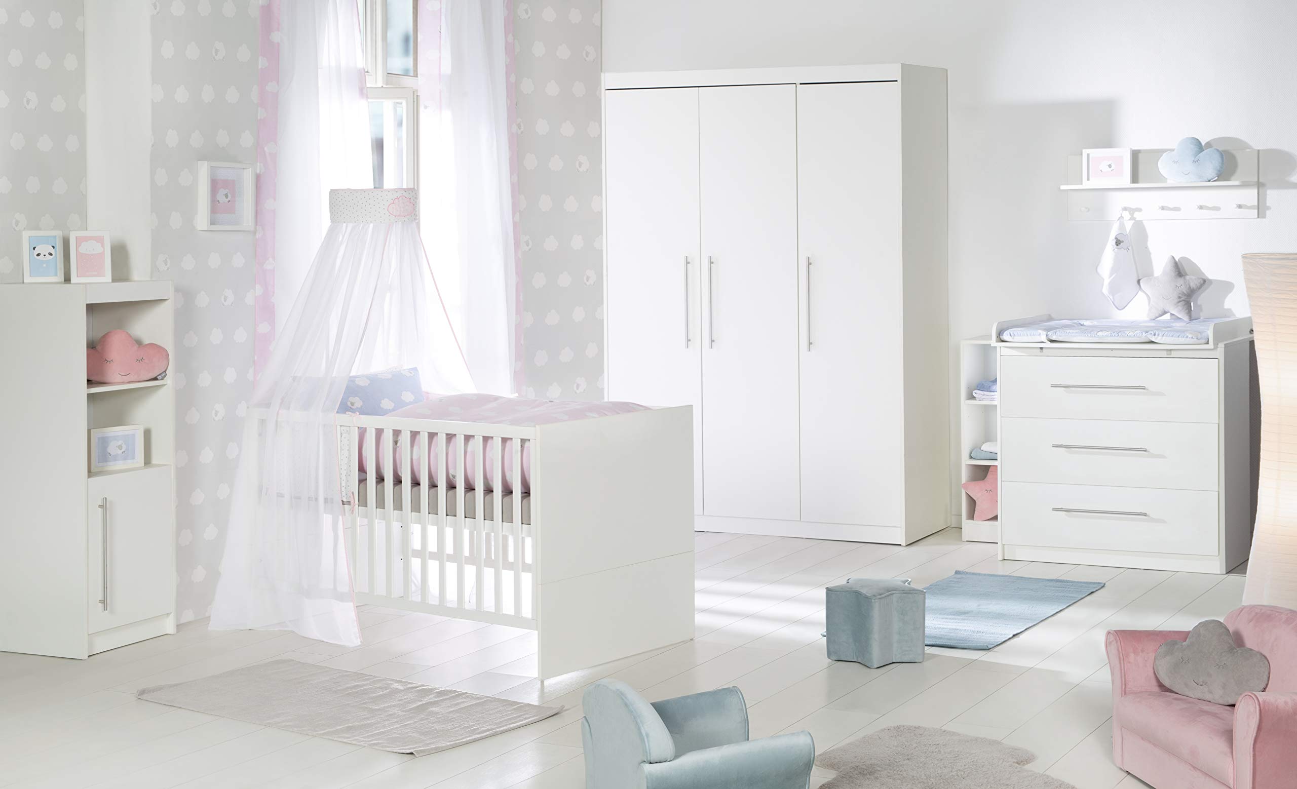 roba Kleiderschrank Maren 3-türig weiß Babyzimmerschrank Drehtürenschrank