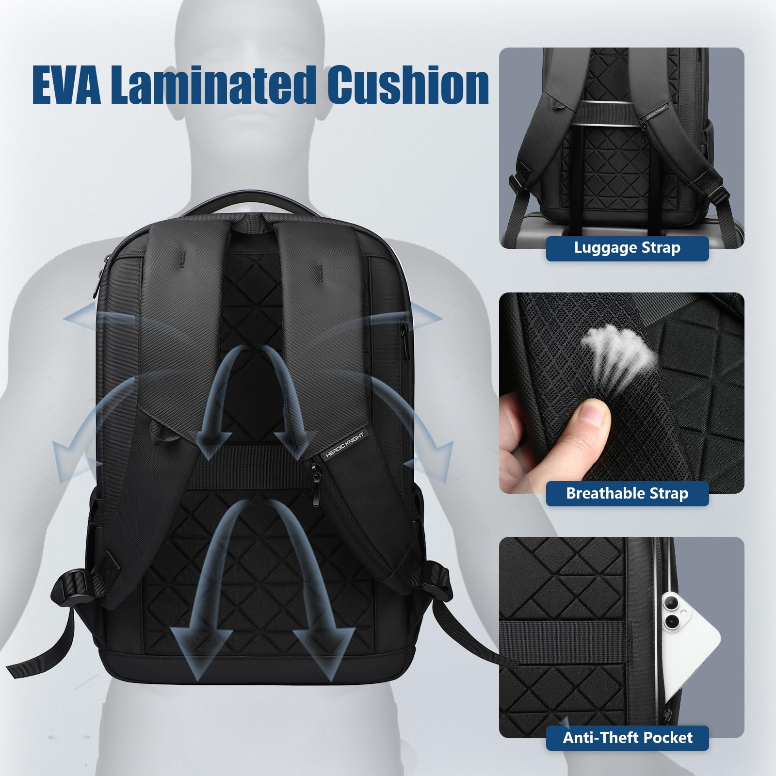 Sac à Dos Homme Sac a Dos pour Ordinateur Portable PC 15,6 pouces | avec USB Sac à Dos Élégant Antivol Sacs à Dos Décontractés pour Affaire Université Travail Voyage