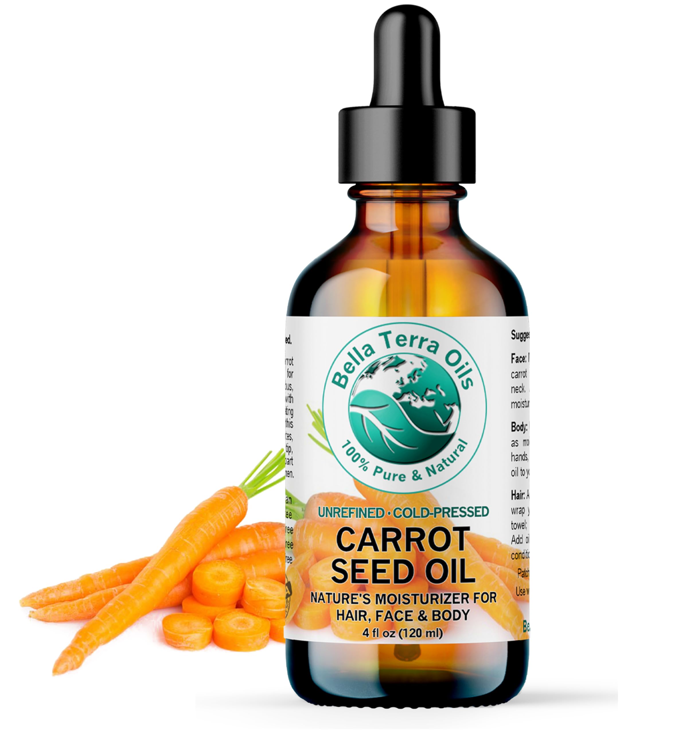 Bella Terra Oils Carrot Seed Carrier 4 oz pure Pure Cold-pressed Unrefined Organic-