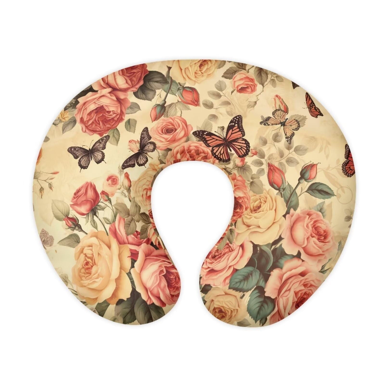 Nopersonality Rose Butterfly Pillow Cover for Infant Snug Stain Resistant Neutral Breastfeeding Pillow Cover Soft Nursing Pillow Case for Baby (22"x18"x6")