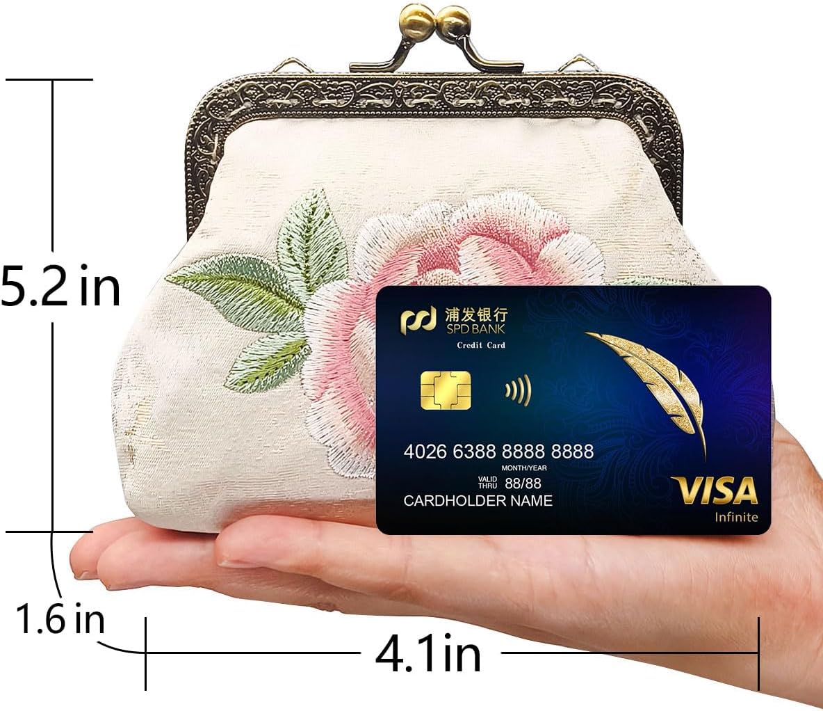 Embroidery Floral Buckle Coin Purse Kiss Lock Wallet(white-1) - Image 3