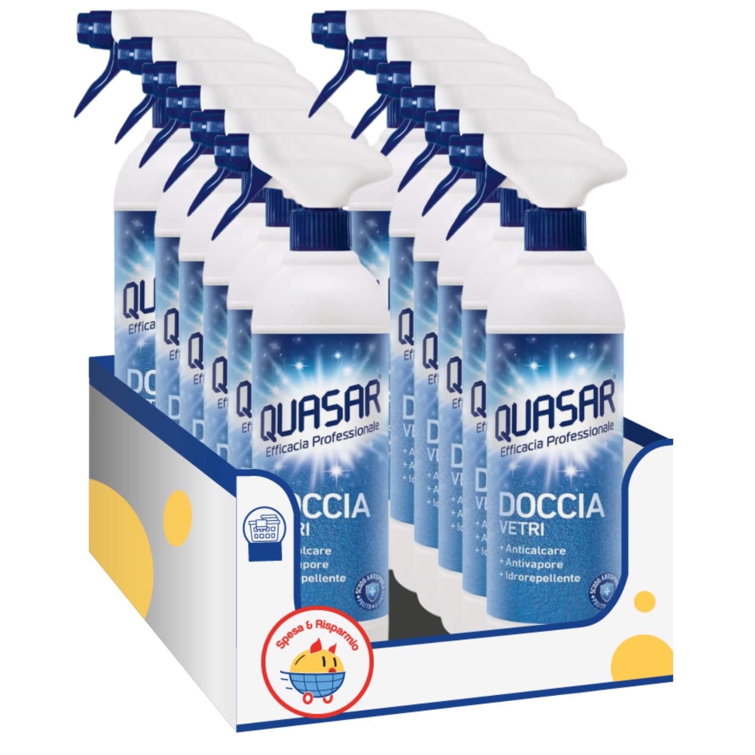 Detergente vetri doccia anticalcare – pulizia profonda per superfici bagno – 580 ml – Variazioni 4/8/12 Pezzi (12)