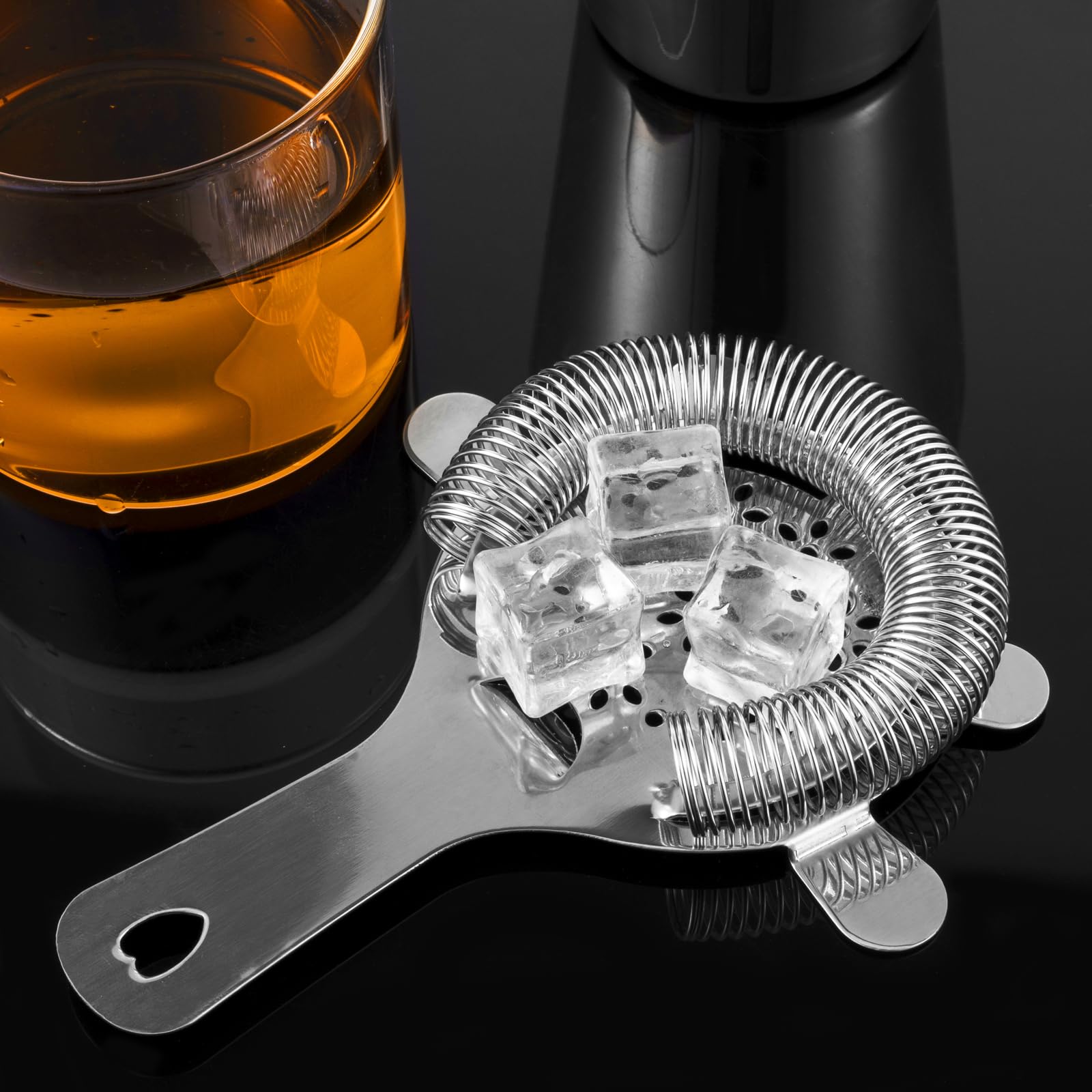 Hawthorne - Colador de cóctel - Filtro de bebida de acero inoxidable para camareros | Colador de hielo para coctelera, vidrio mezclador, accesorios de bar en casa, herramienta de mezcla, apto para 9