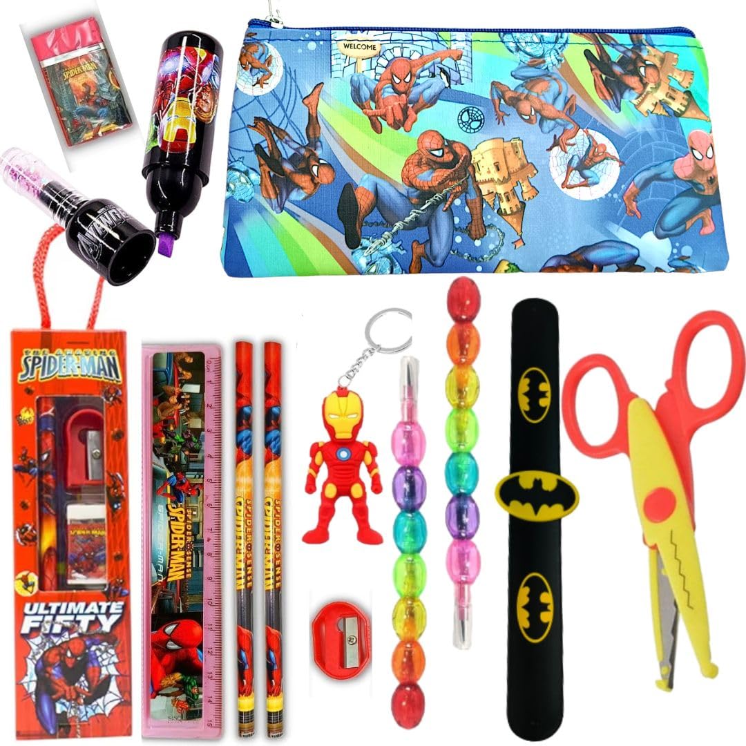 See full amazon price history chart for Prezzie Villa 12 Pieces Spiderman Avengers Superhero Pencil Zipper Pouch Combo for Kids, with Snap Band, Sharpener and Pencils, School Supplies Gift Prezzie Villa 12 Pieces Spiderman Avengers Superhero Pencil Zipper Pouch Combo for Kids, with Snap Band, Sharpener and Pencils, School Supplies Gift (B0D5N41VC8) Amazon Price History, Amazon Price Tracker