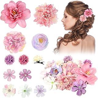 Silk Flower Hair Clip, 12Pcs Roses Flower Headdress Clips, Bridal Wedding Corsage and Headdress,