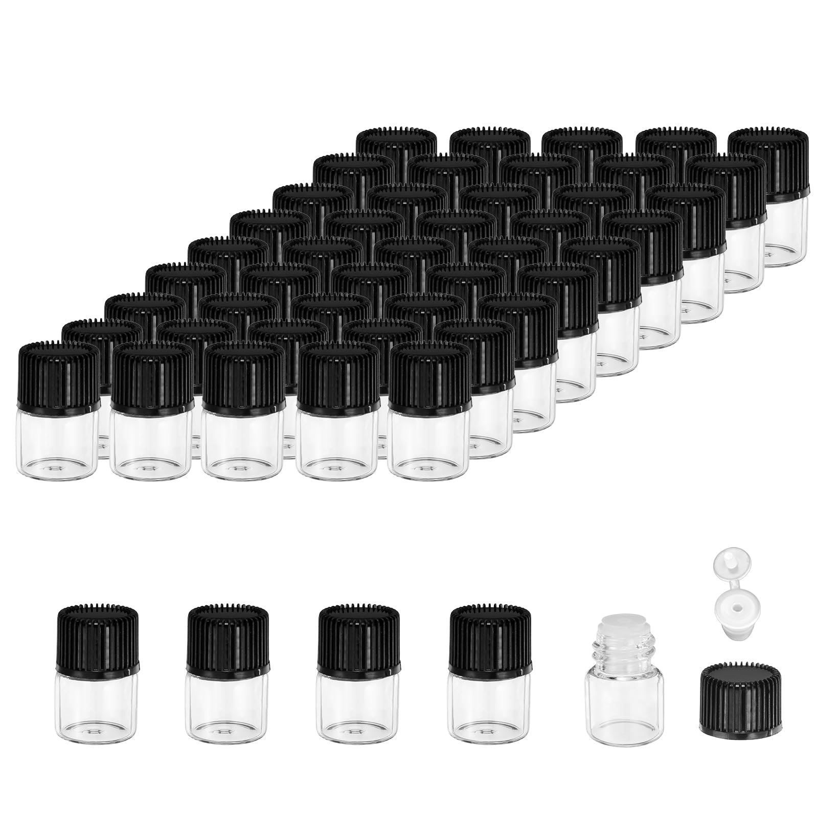 Flacons d'huiles essentielles transparents 1 ml : fiole compte-gouttes en verre