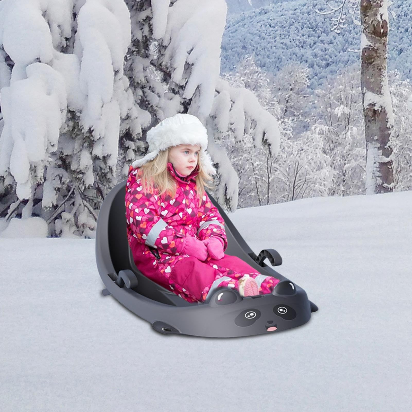 Luge de Neige pour Ergonomique et Familial | Luge Équipée d'un Frein Intégré pour les Petits Pour et Garçons par Temps Froid sur Collines Enneigées au Parc Jardin et