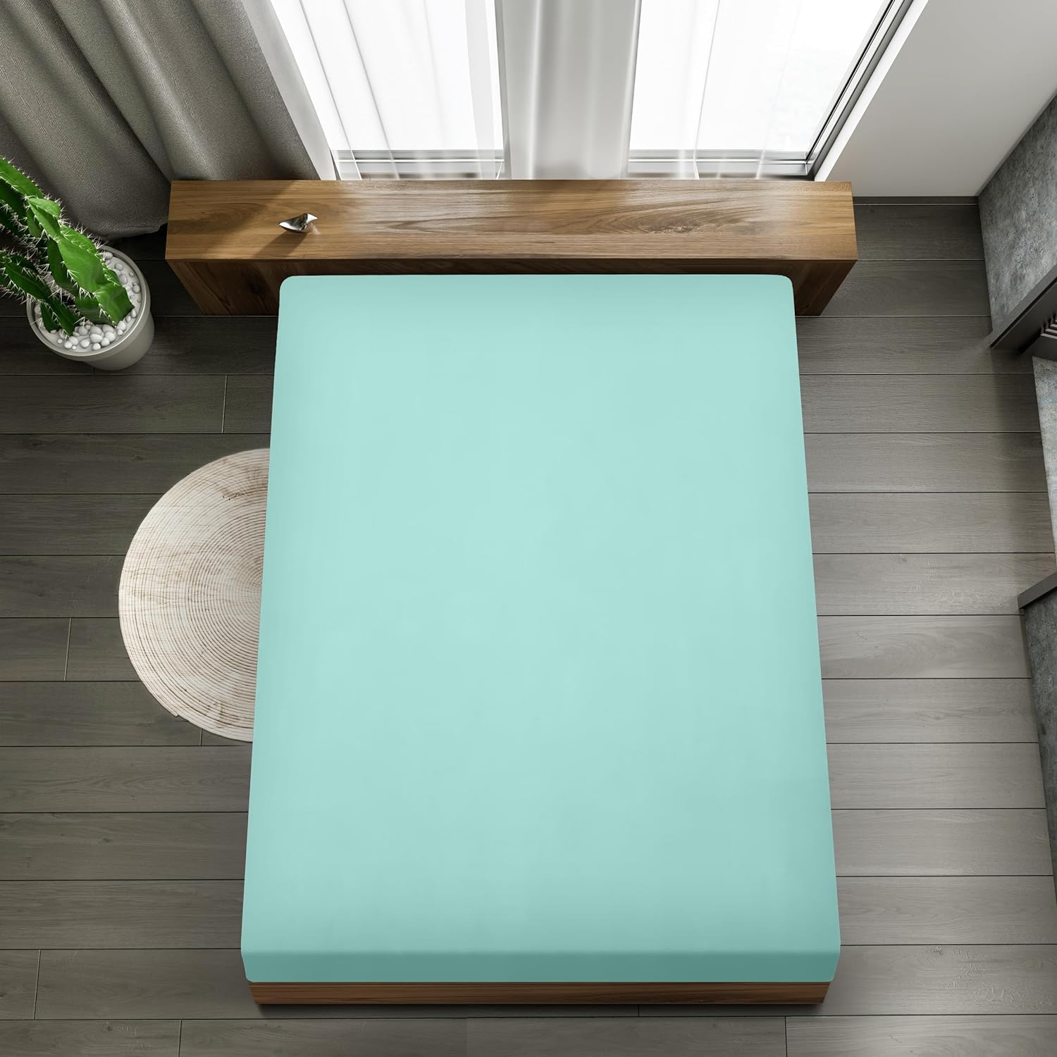 Utopia Bedding Lenzuolo con Angoli, Una Piazza - 160x200x30 cm - Blu Spa - Microfibra di Poliestere Spazzolato - Lenzuolo Sotto con Angoli Elasticizzato