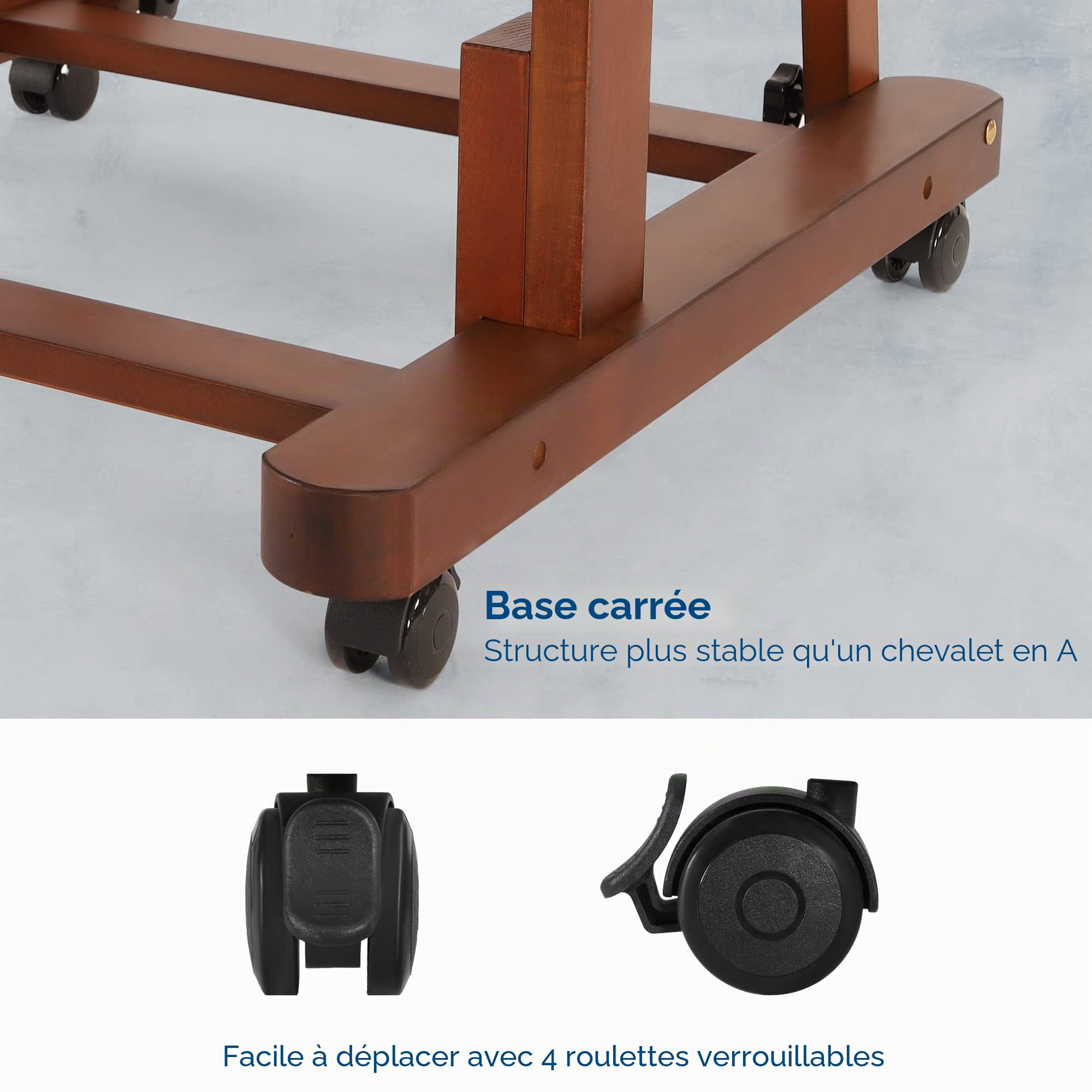 VISWIN Chevalet à cadre en H extra large, chevalet de studio convertible en bois de hêtre massif avec rangement, support de chevalet de peinture d'artiste réglable avec roues pour adulte