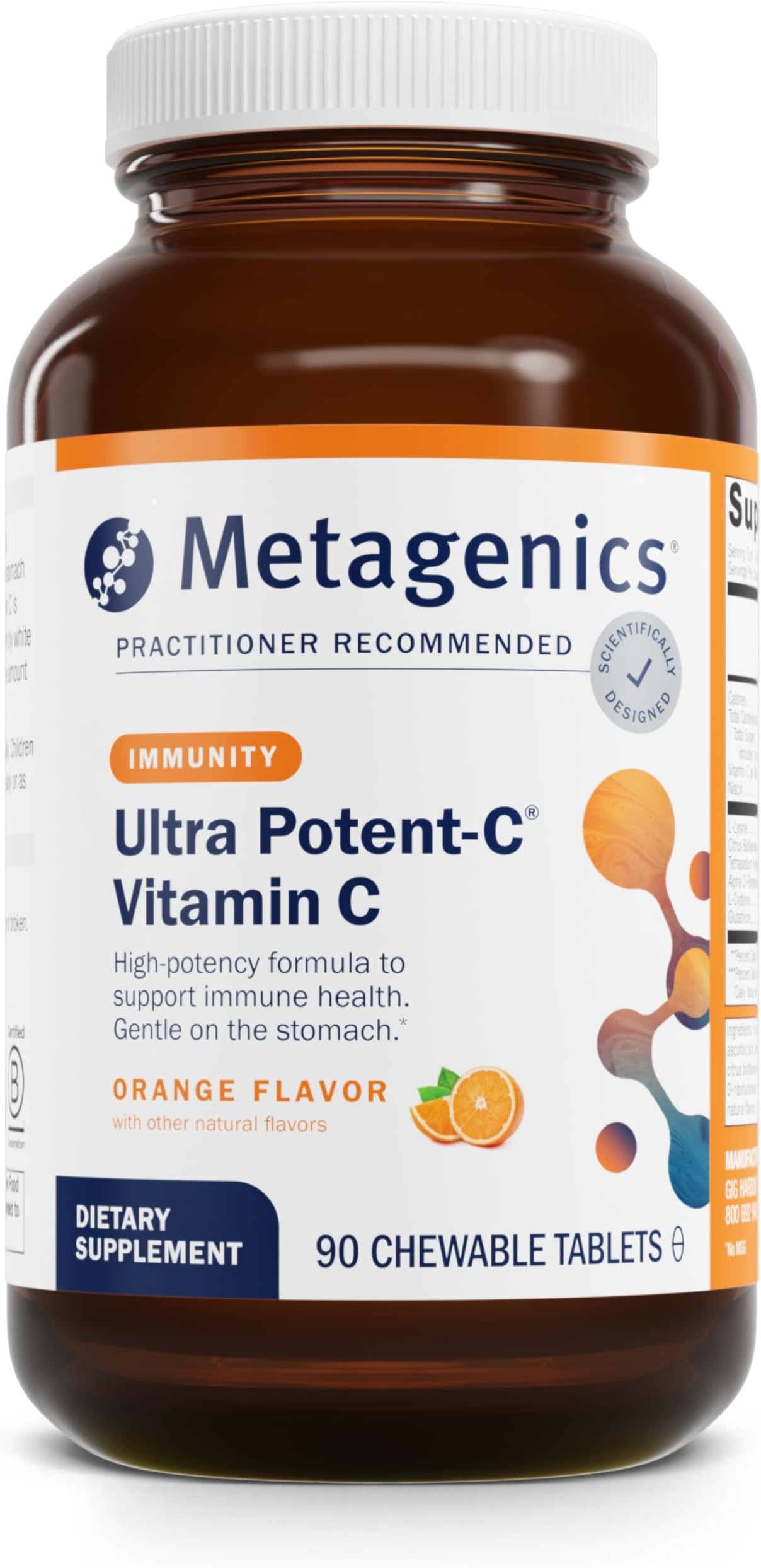 Ultra Potent-C Chewable - 250 mg Buffered Vitamin C with Bioflavonoids, L-Lysine & L-Cysteine - Immune & Antioxidant Support - Non-GMO, Gluten-Free - Natural Orange Flavor - 90 Tablets