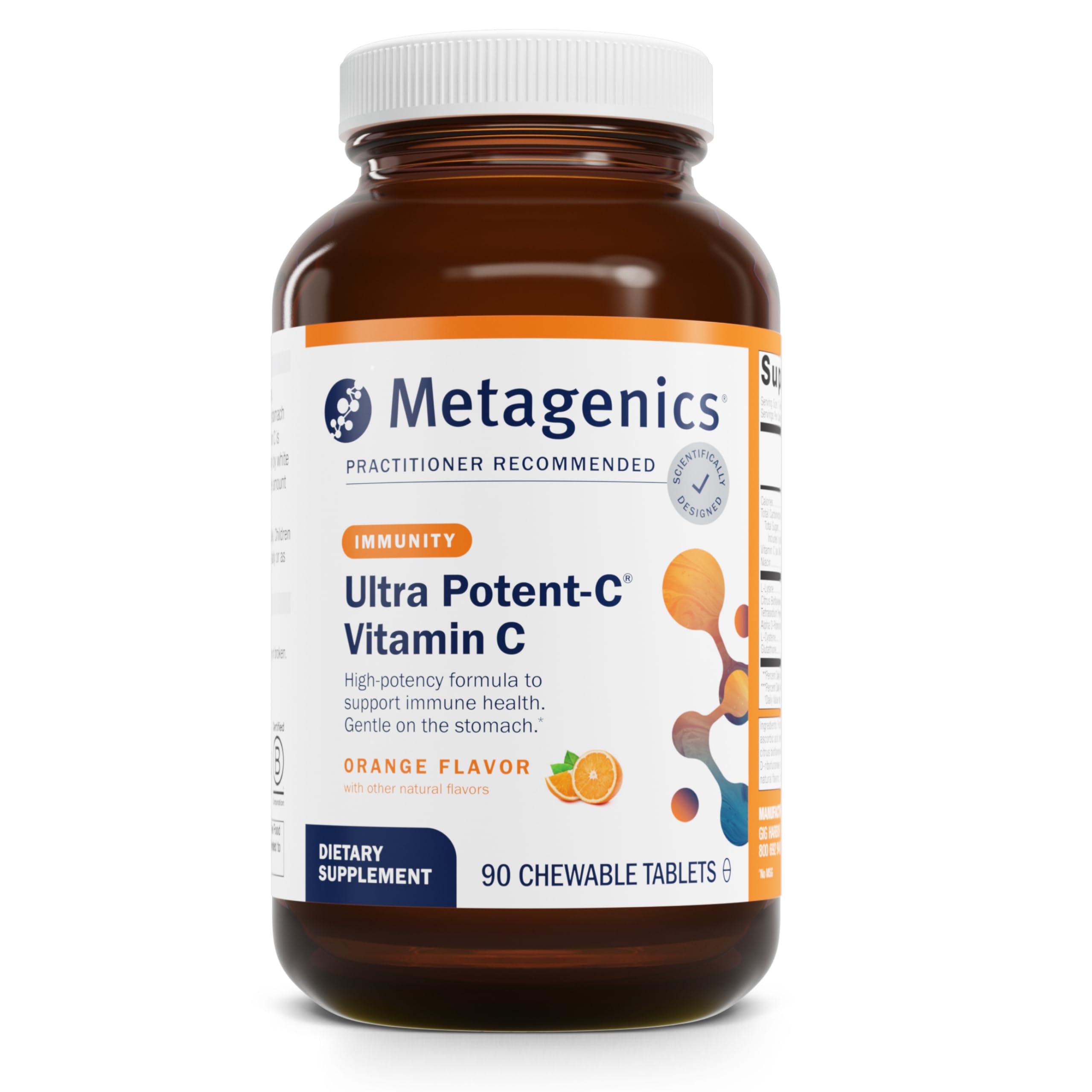 Ultra Potent-C Chewable - 250 mg Buffered Vitamin C with Bioflavonoids, L-Lysine & L-Cysteine - Immune & Antioxidant Support - Non-GMO, Gluten-Free - Natural Orange Flavor - 90 Tablets
