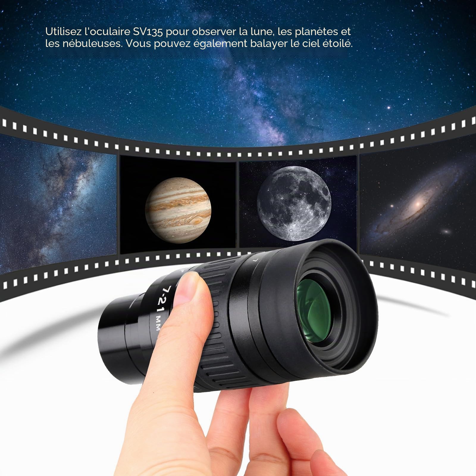 Svbony SV135 Oculaire Télescope, 7-21 mm 1,25'' Oculaire Zoom, 6 Eléments 4 Groupes, FMC, 57°-40° Champ de Vision, Accessoire pour Télescope, pour Lune Planètes, Observation Astronomique Visuelle