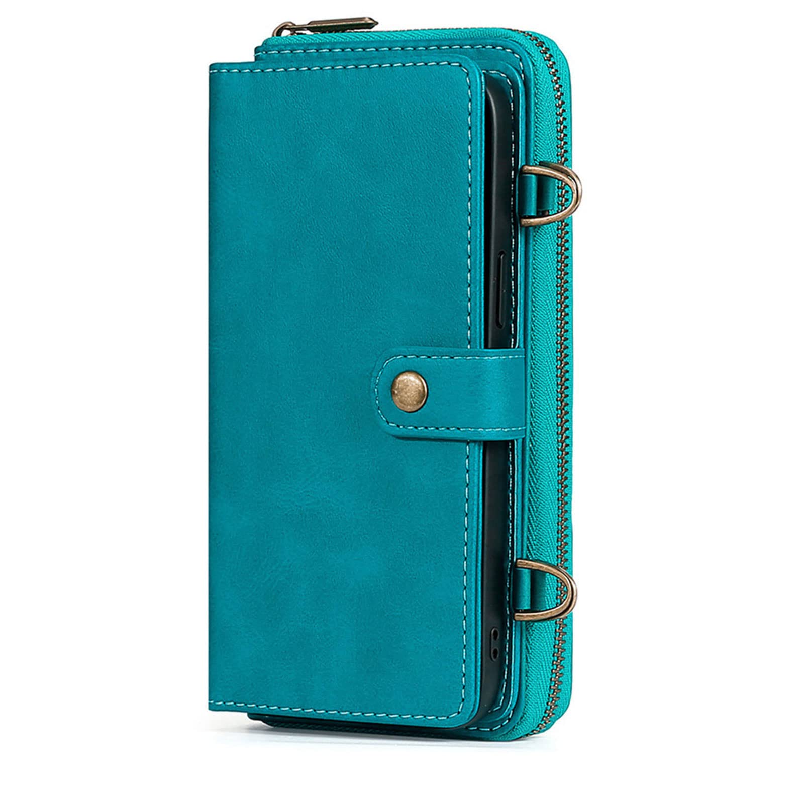 Etui do iPhone 14 / 14 Pro / 14 Plus / 14 Pro Max, z klapką, zamek błyskawiczny, etui na telefon komórkowy, przegródka na karty, magnetyczne, odporne na zarysowania, niebieskie, 35,5 cm (6,1")