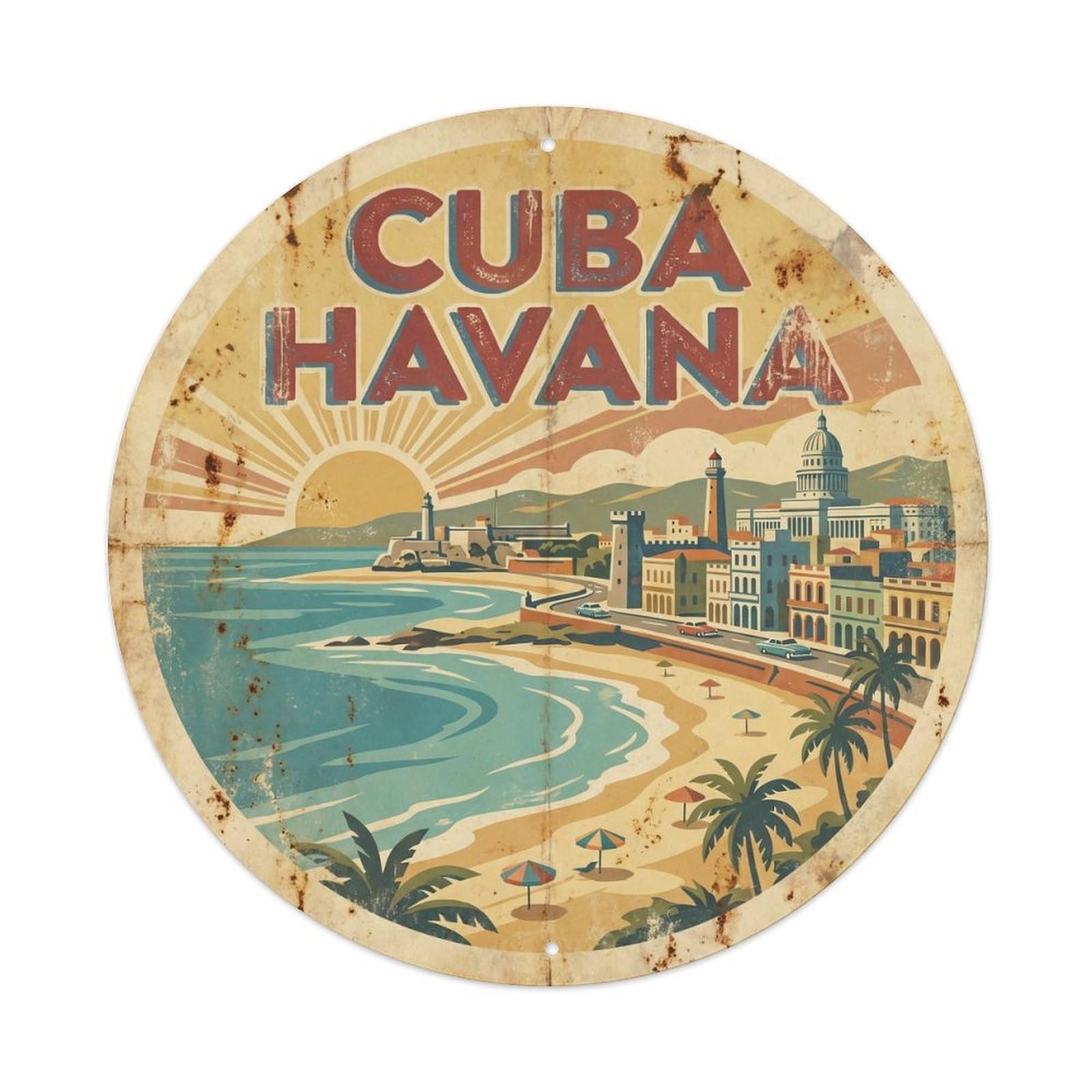 Cuba Havana Tropical Coast Retro Ink Travel Metal Tin Sign