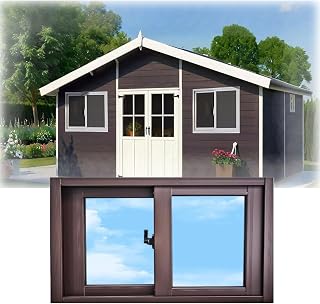 Mobile Home Windows, Basement Sliding Window, Chicken Coop Pan Slide Window, Shed Window with Tempered Glass and Screen W 16-50in H 16-40in Custom(Brown)