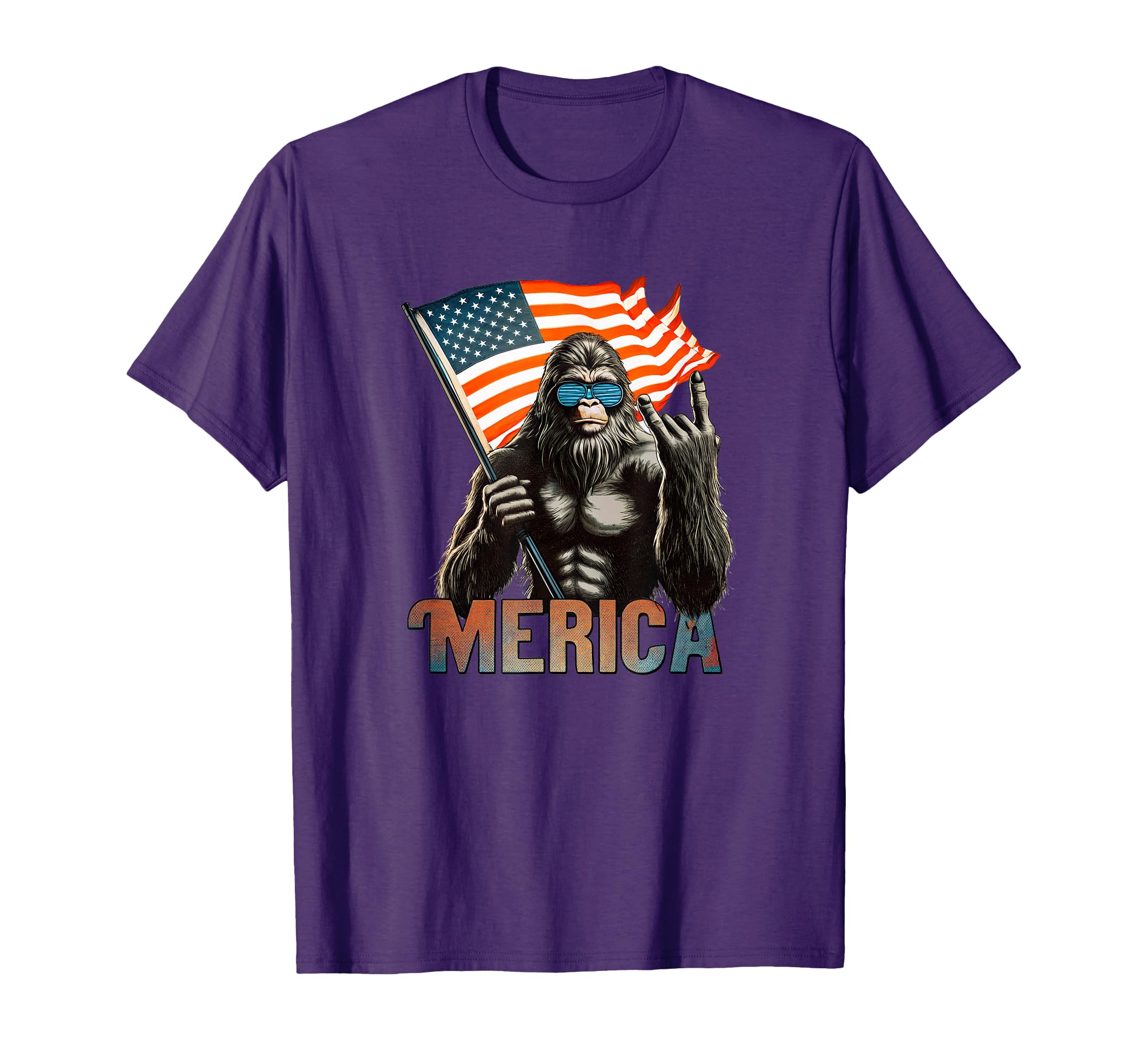 Bigfoot 4th of July American USA Flag T-Shirt